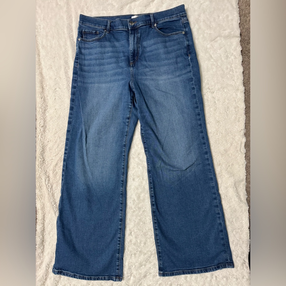 LOFT High Rise Wide Leg Blue Women's Jeans - Picture 3 of 12